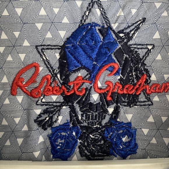 Robert Graham Amberley Geometric Button Up Navy Blue Long Sleeve Cotton XL - Picture 3 of 6